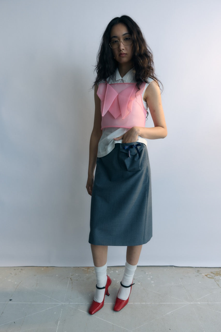 Grey Hebao Midi Skirt