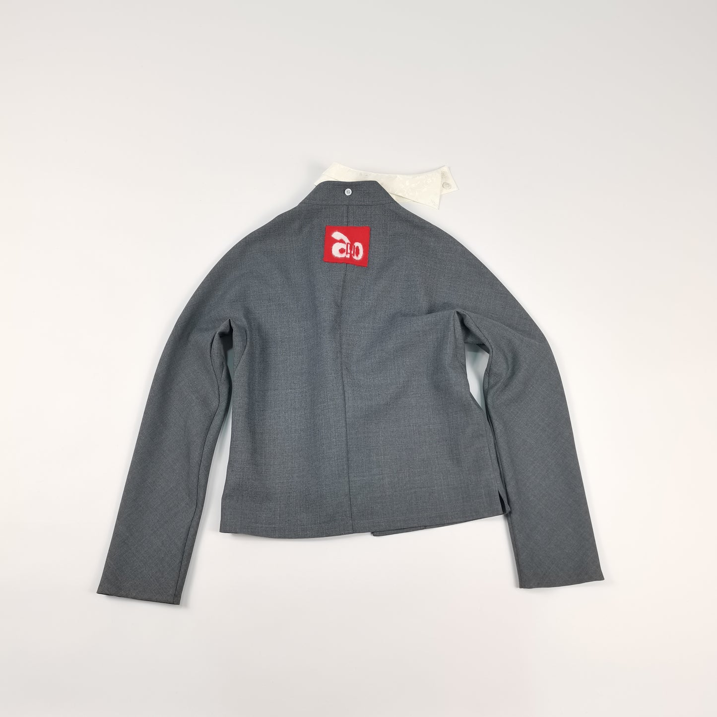 Grey Double Collar Chinese Frogs Serge Shirt