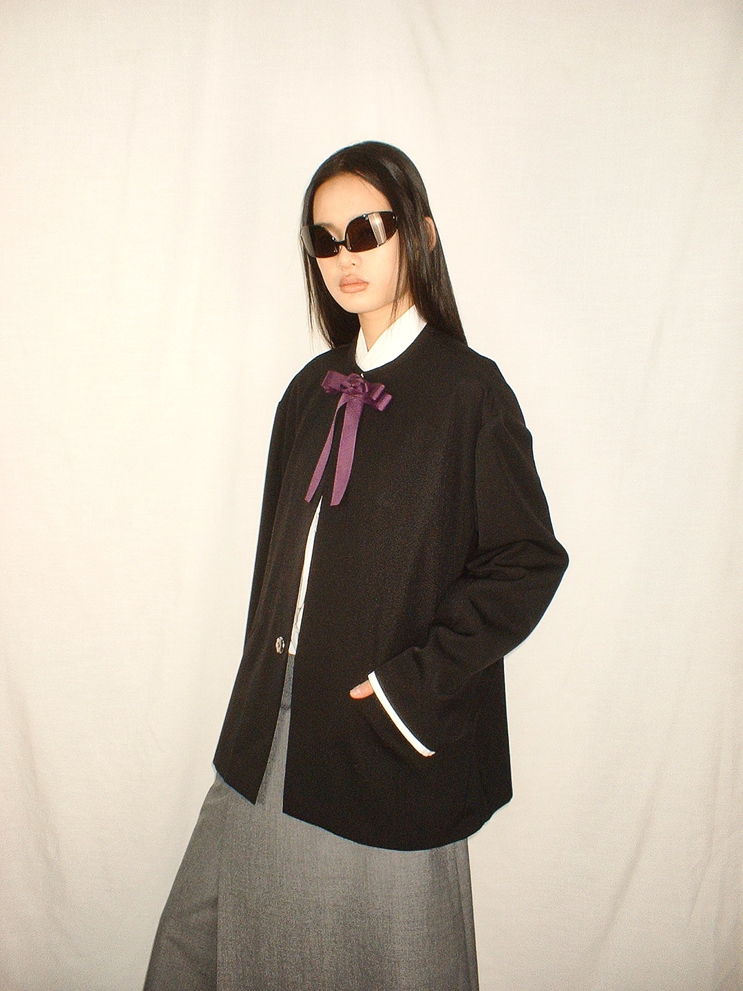 Black Round collar jacket