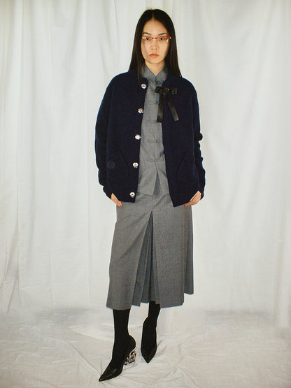 Navy Ribbon tie cardigan