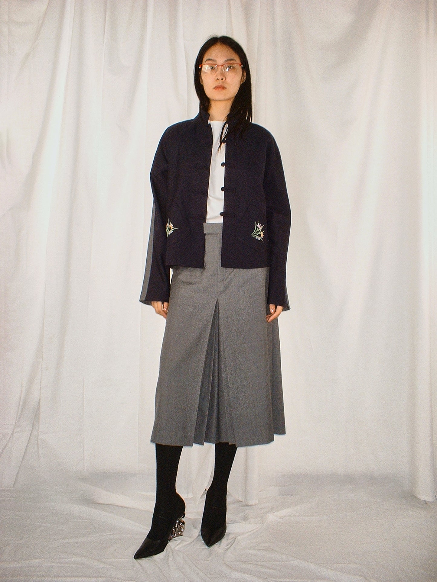 Grey Pleated culottes trousers