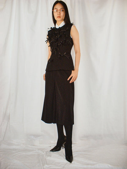 【FW25 Pre-order】Black Ribbon tie Thurman top