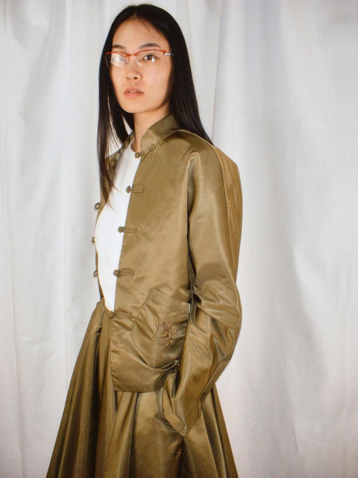 Olive green Tang shirt jacket