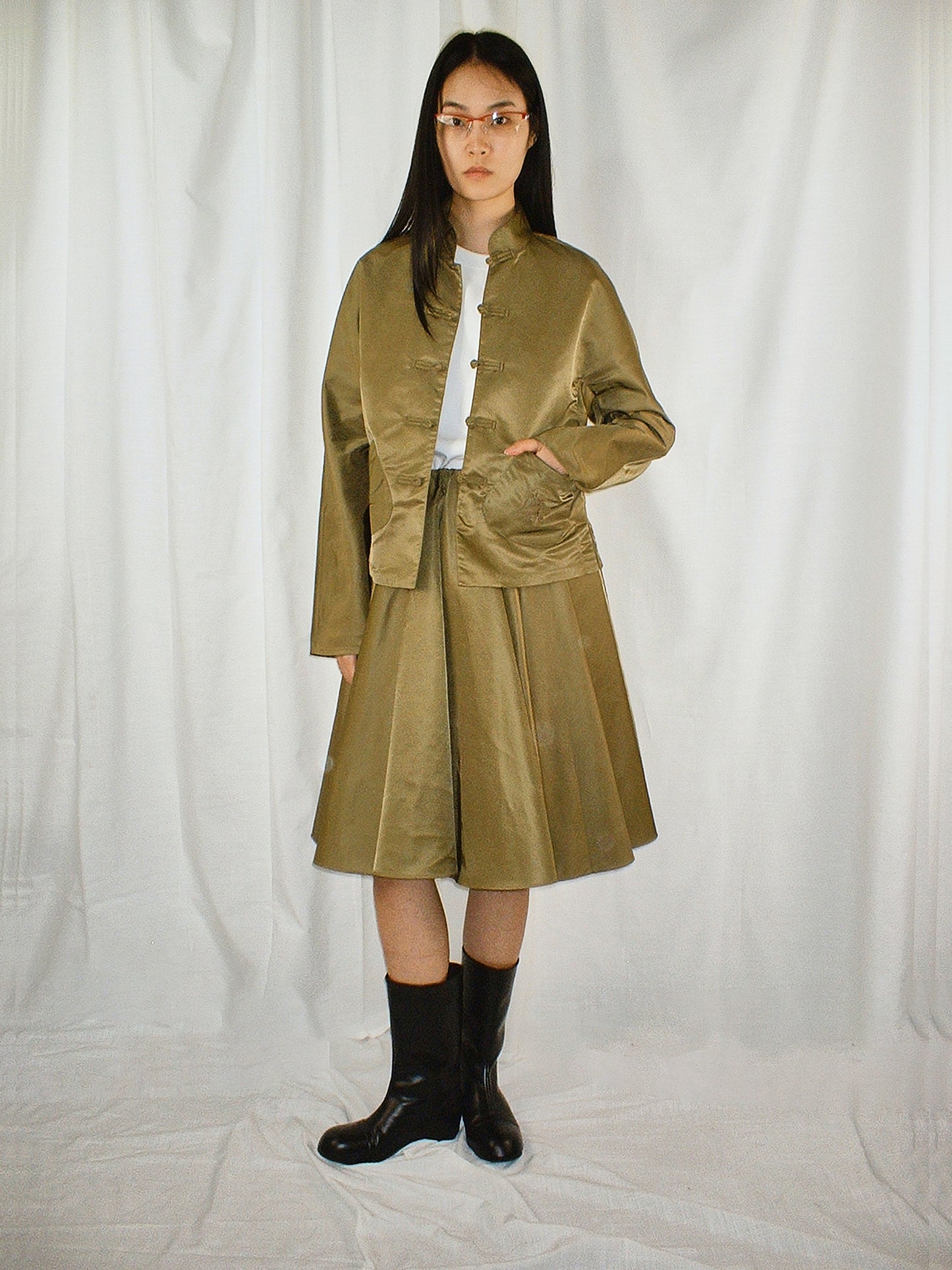 Olive green Tang shirt jacket