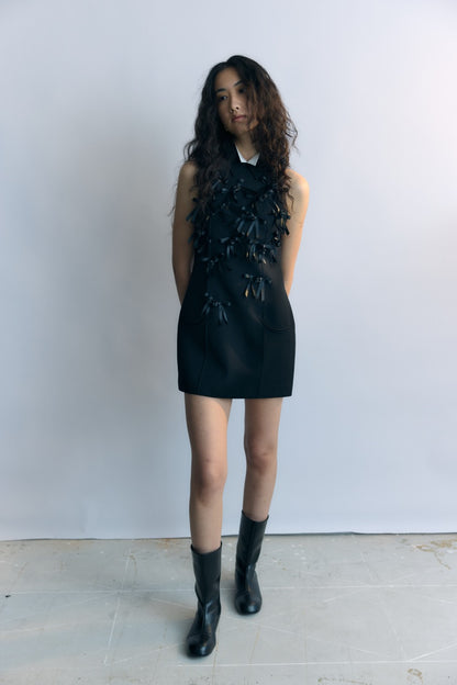 Black Butterfly Collar Dress