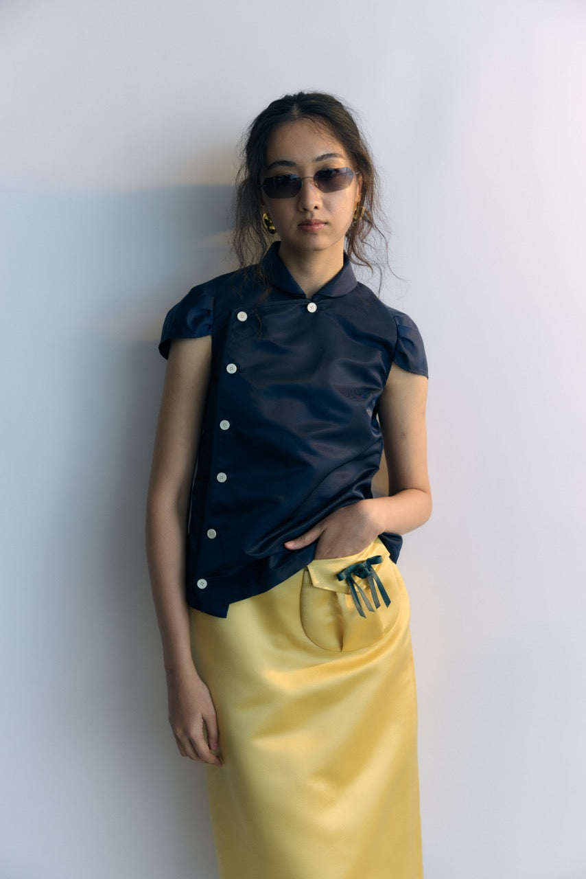 Navy Floral Sleeves Top