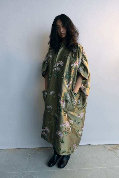 Beige Floral Sleeves Robe