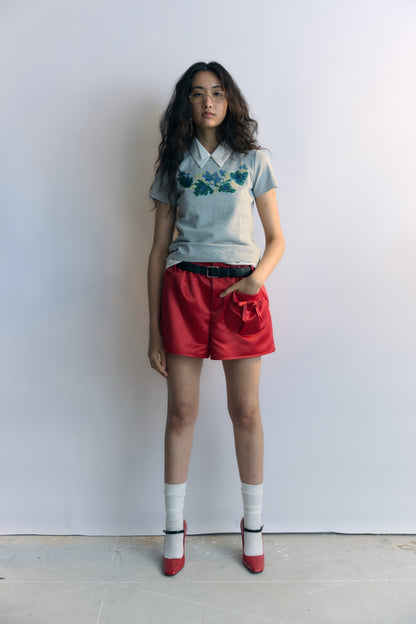 Grey Beads Embroidery T-shirt