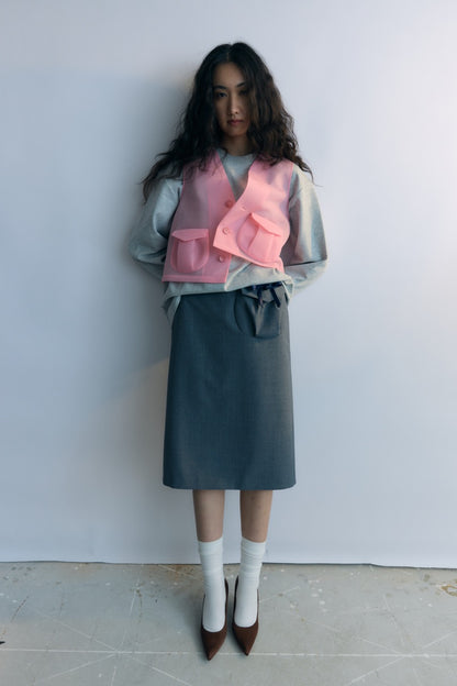 Grey Hebao Midi Skirt