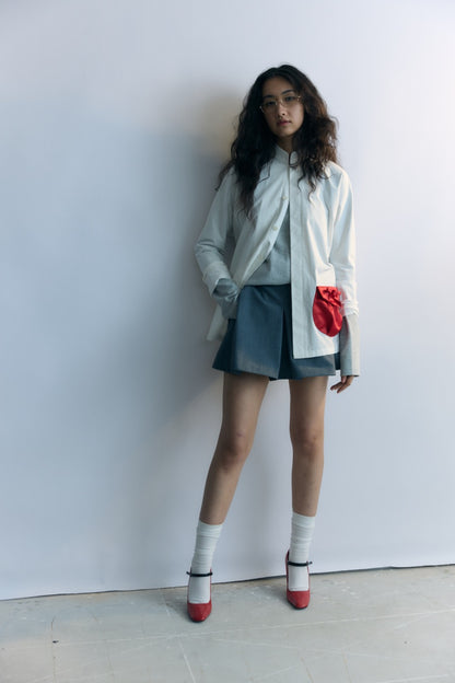 Grey Tucked Mini Skirt