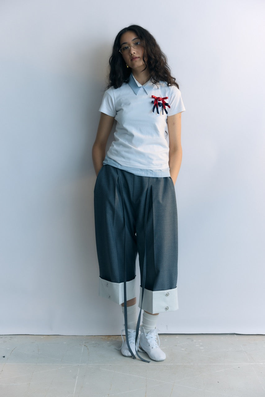 White Pankou Ribbon Tie T-shirt