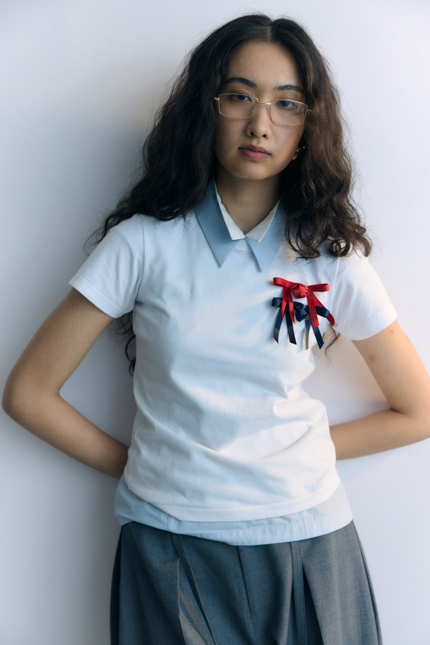 White Pankou Ribbon Tie T-shirt