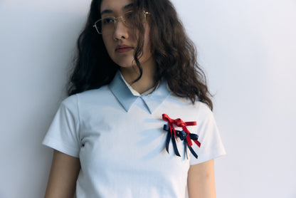 White Pankou Ribbon Tie T-shirt