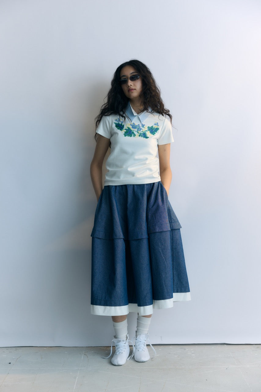 White Beads Embroidery T-shirt