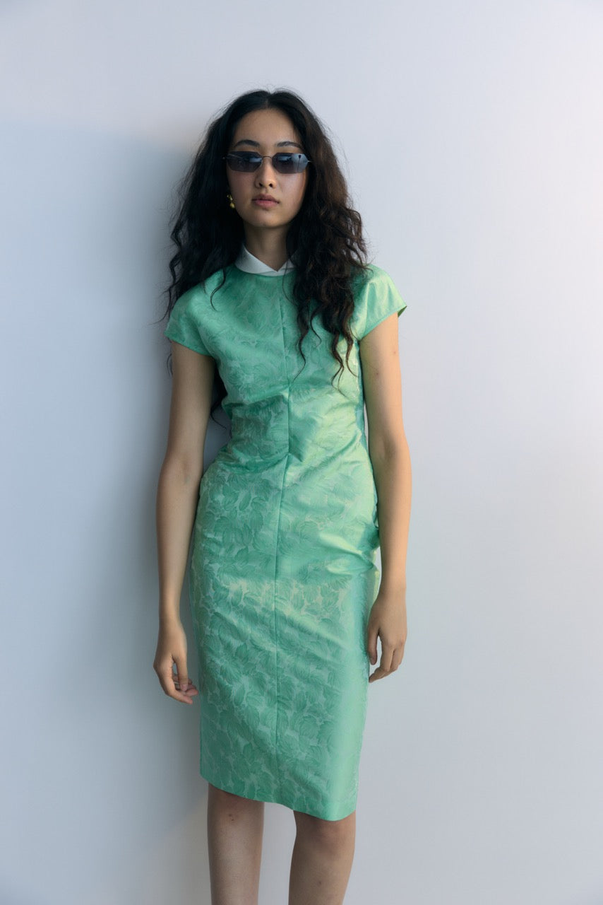 Green Bias Cut Slim-fit Dress