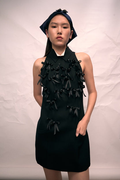 Black Butterfly Collar Dress