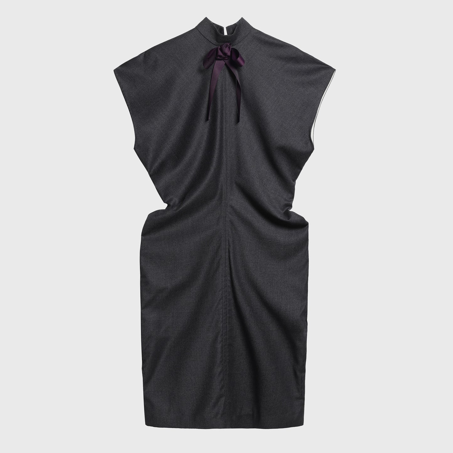 Grey Ribbon tie bias cut dress