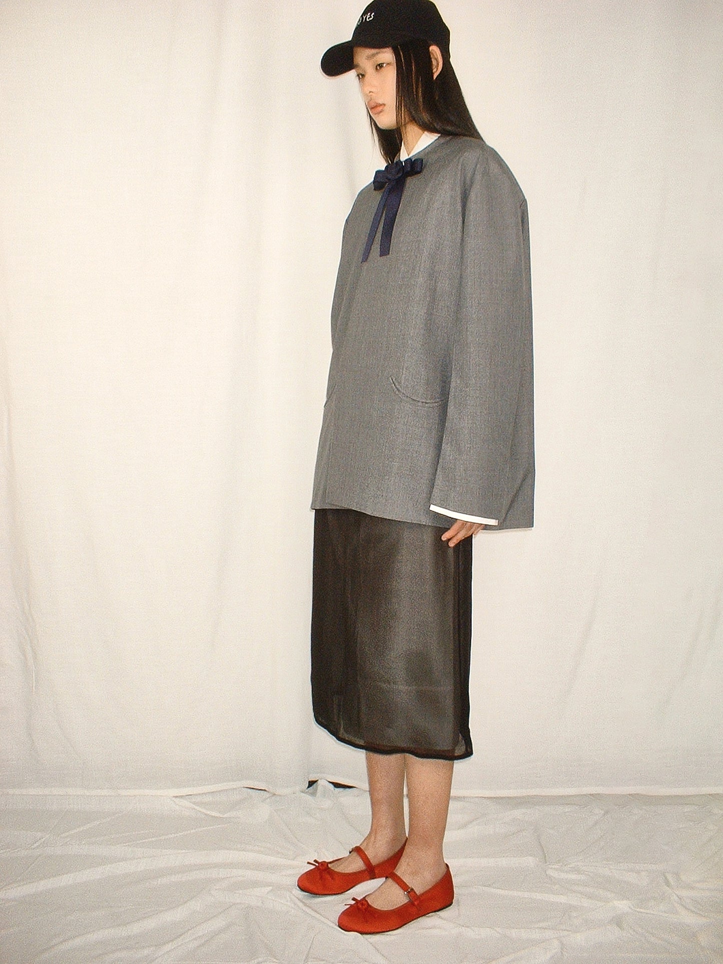 Grey Round collar jacket