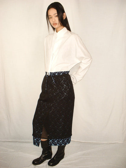 White stand collar shirt