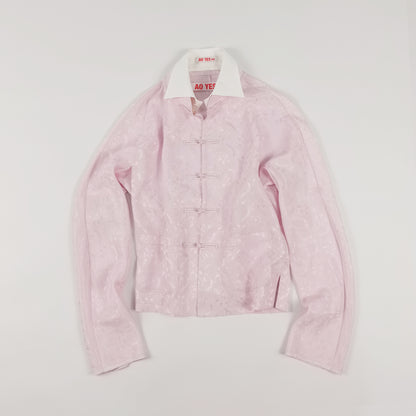 Light Pink Double Collar Chinese Frogs Jaquard Shirt