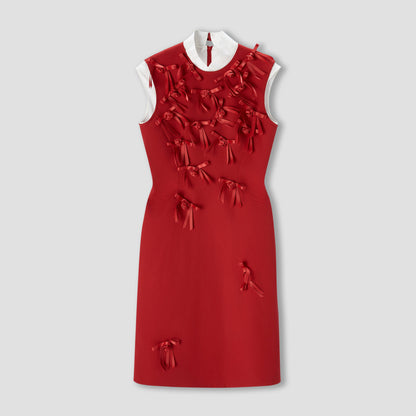 Red Ribbon tie Thurman midi dress