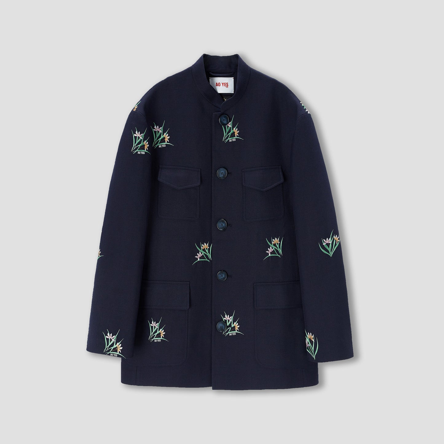 Embroidery mandarin collar jacket