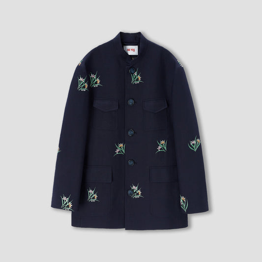 Embroidery mandarin collar jacket