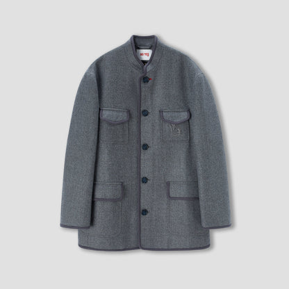 Grey Piping mandarin collar jacket