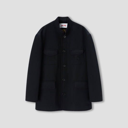 Black Piping mandarin collar jacket
