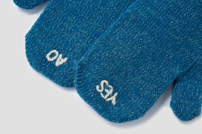 Blue Knit Scarf gloves