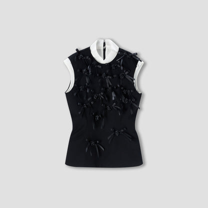 【FW25 Pre-order】Black Ribbon tie Thurman top