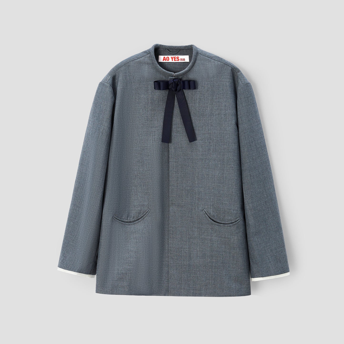 Grey Round collar jacket