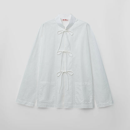 White stand collar shirt