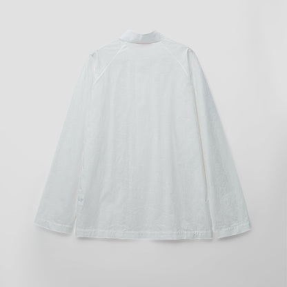 White stand collar shirt
