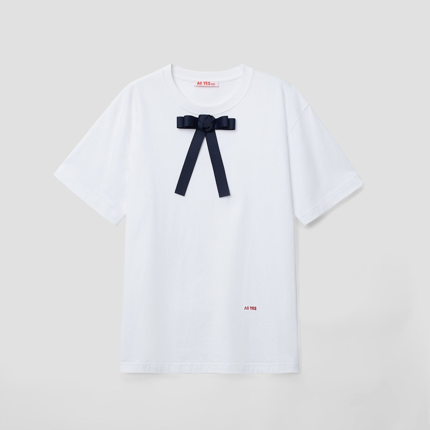 White Pankou ribbon tie T-shirt