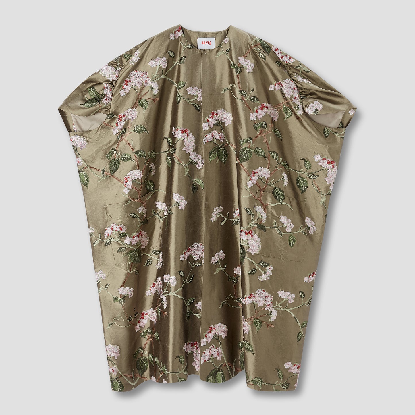 Beige Floral Sleeves Robe