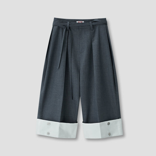 Grey Palazzo Capri Pants