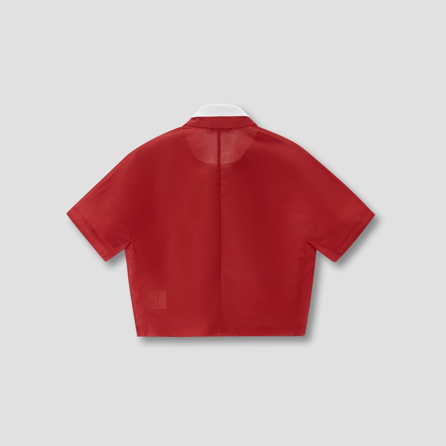 Red Double Collar Cropped Blouse