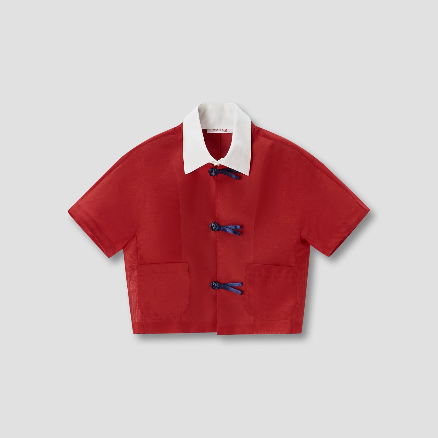 Red Double Collar Cropped Blouse