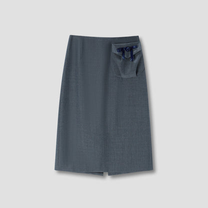 Grey Hebao Midi Skirt