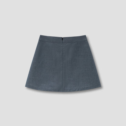 Grey Tucked Mini Skirt
