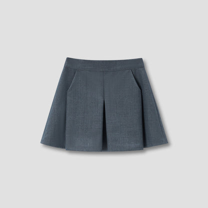 Grey Tucked Mini Skirt