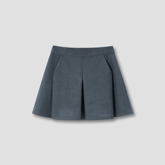 Grey Tucked Mini Skirt