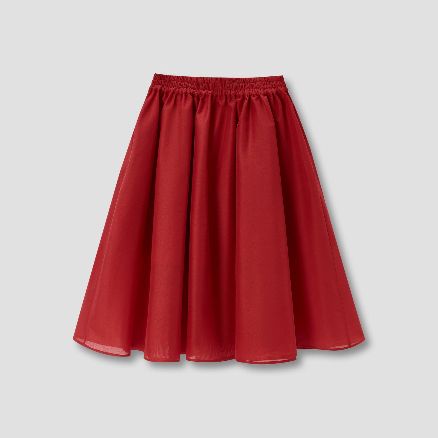 Red Elastic Waistband Flared Skirt