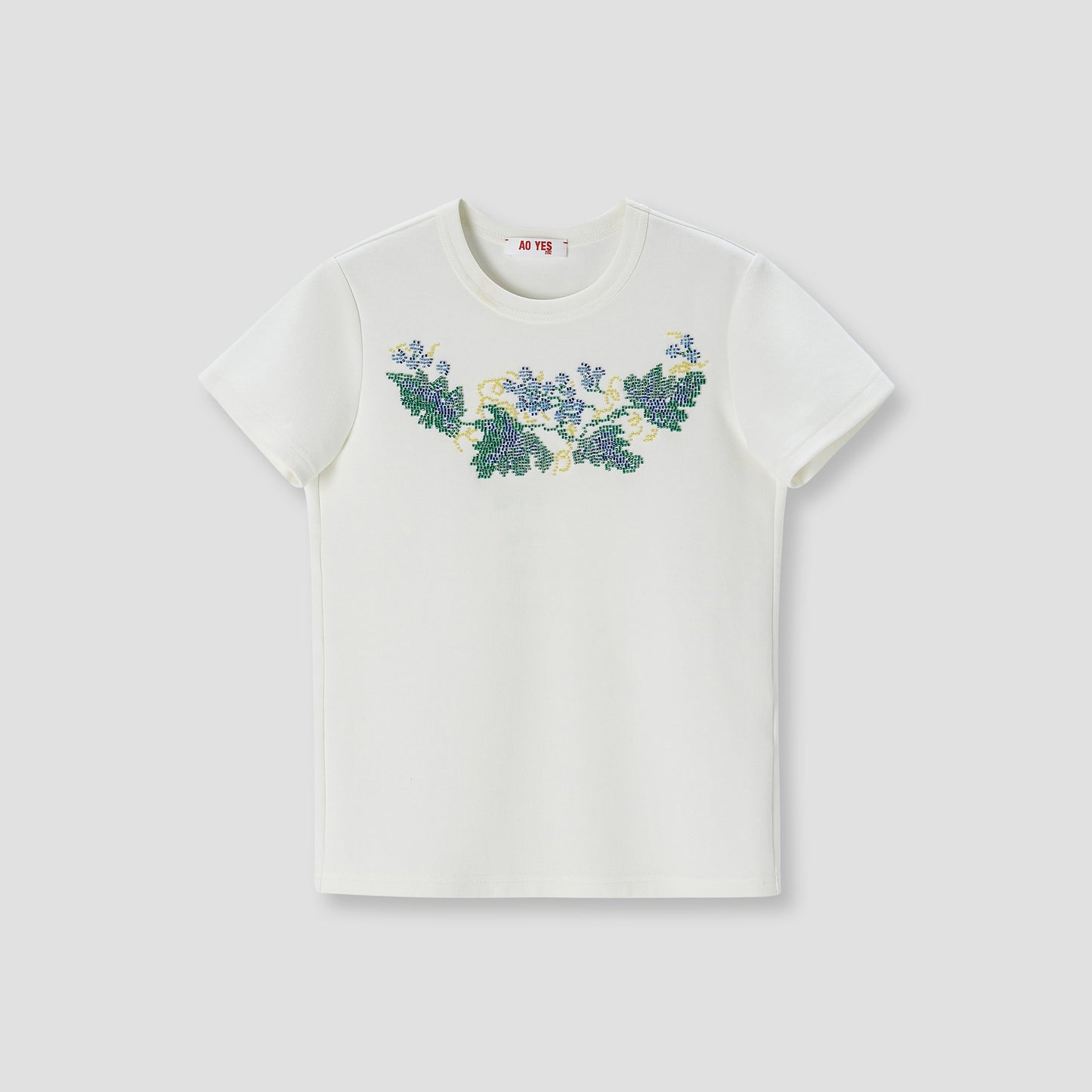 White Beads Embroidery T-shirt
