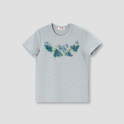Grey Beads Embroidery T-shirt