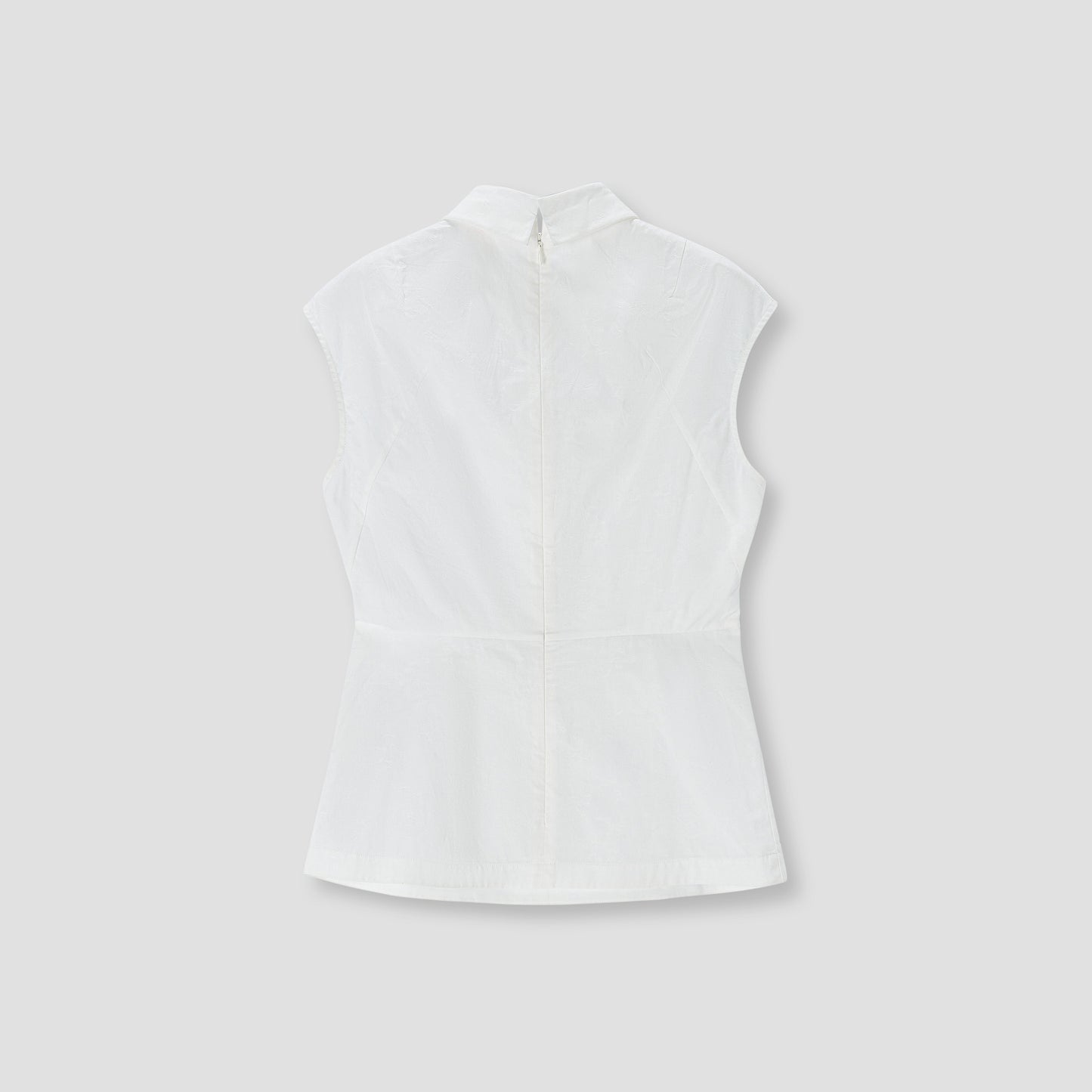 White Butterfly Collar Sleeveless Top