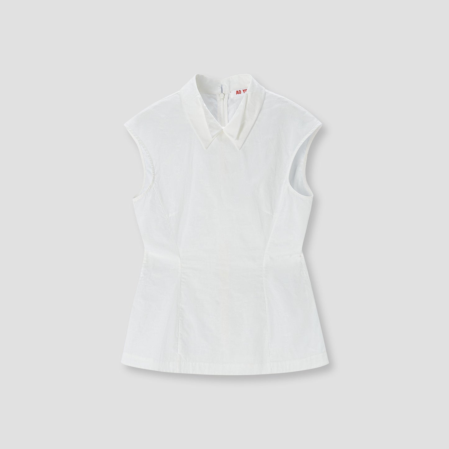 White Butterfly Collar Sleeveless Top