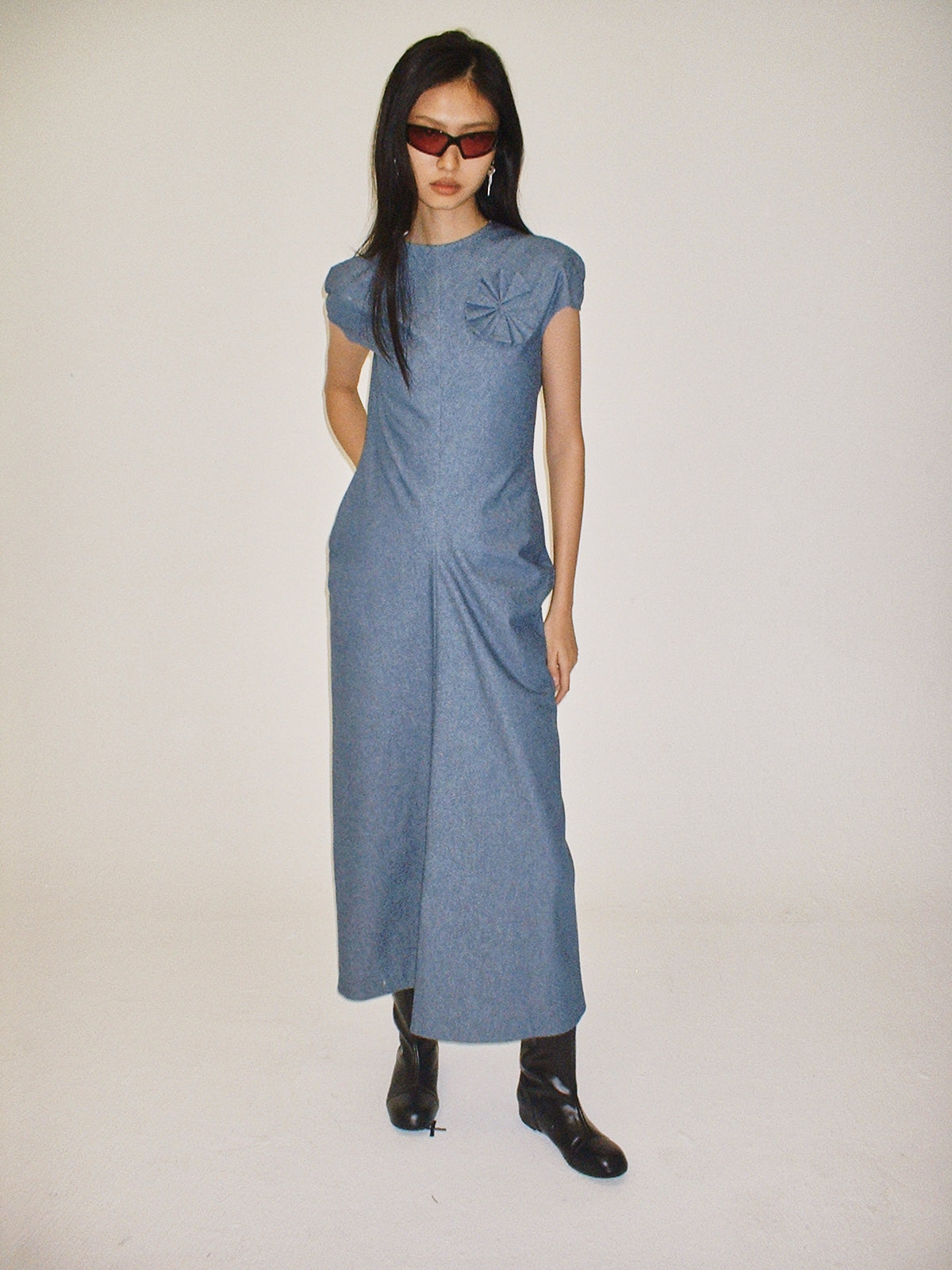 Denim Zheshan bias cut dress
