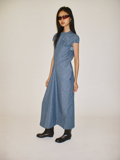 Denim Zheshan bias cut dress